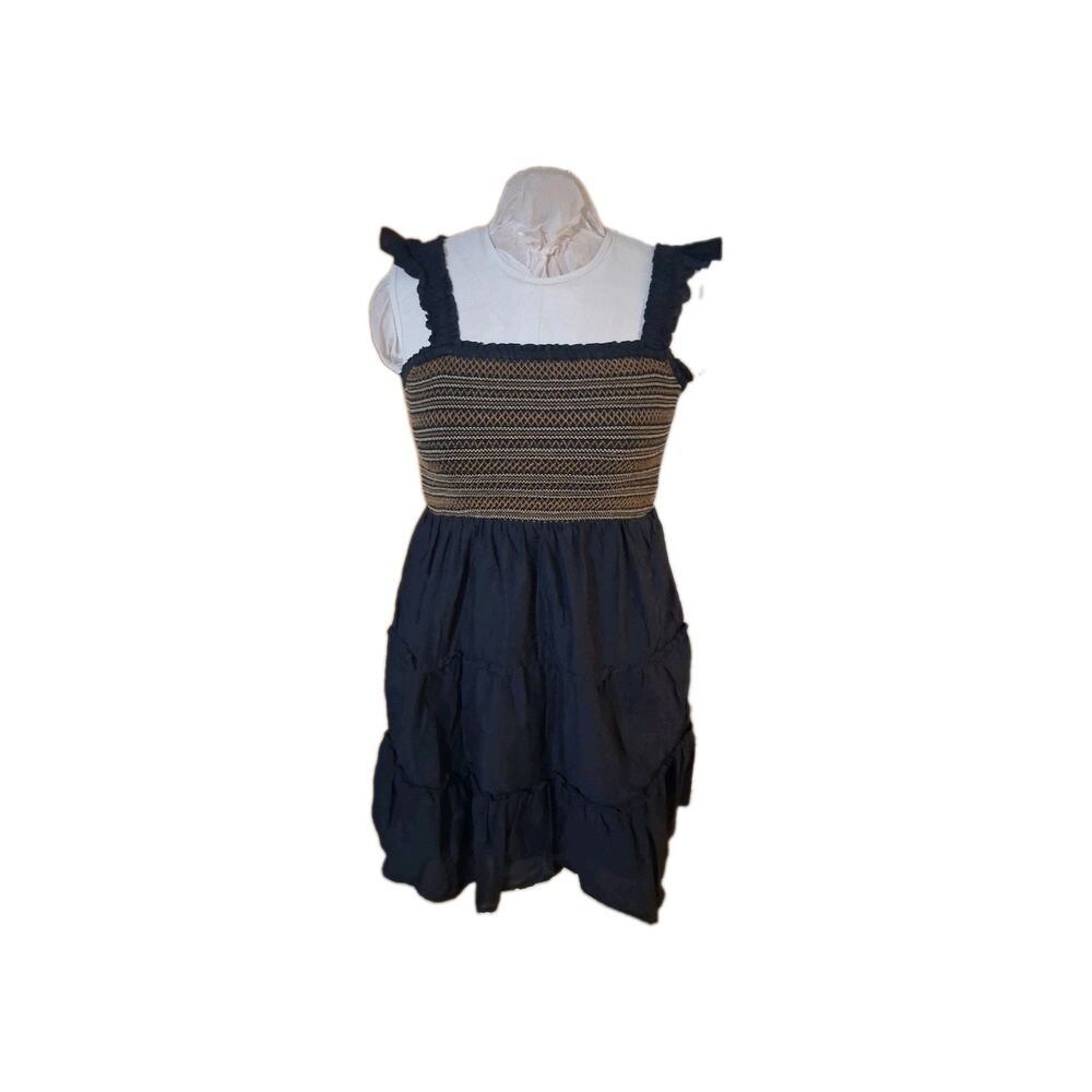 J Crew Re-Imagined Dress Sz. Small Smocked Bodice Tiered Skirt Mini Pockets Y2k